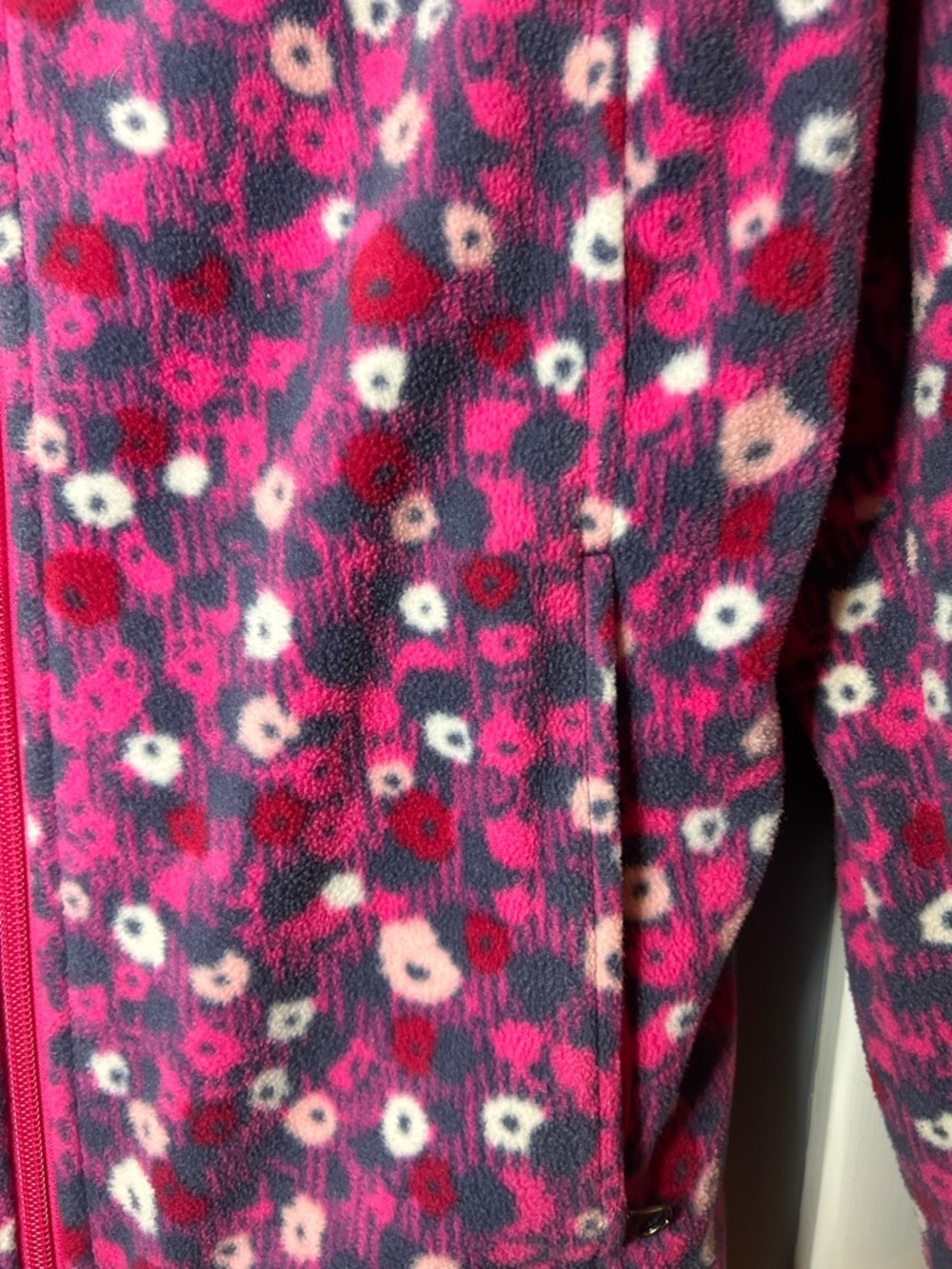 Columbia Girls 14/16 Pink Floral Fleece Full Zip Jacket Youth Large - Picture 6 of 11